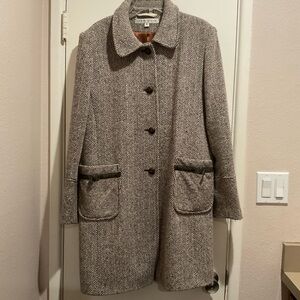 Size 16 wool Herringbone Trench Coat fully lined plus size womens
